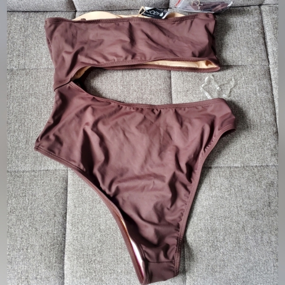 Cotton On | Cut Out Bandeau One Piece Swimwear In Brown Size M - Picture 4 of 9